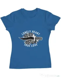 Tricou ADLER dama Lonely heart Albastru azuriu