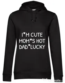 Hoodie dama cu gluga I’m cute Negru