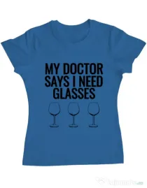 Tricou ADLER dama I need glasses Albastru azuriu