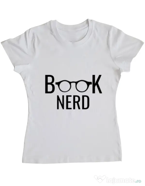 Tricou ADLER dama Book nerd Alb