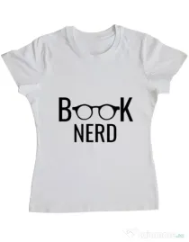 Tricou ADLER dama Book nerd Alb