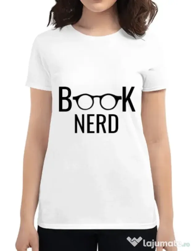 Tricou ADLER dama Book nerd Alb