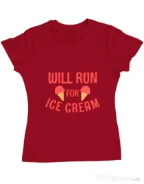 Tricou ADLER dama Running for ice cream Rosu