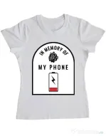 Tricou ADLER dama In memory of my phone Alb