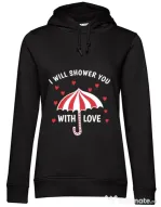 Hoodie dama cu gluga Raining love Negru