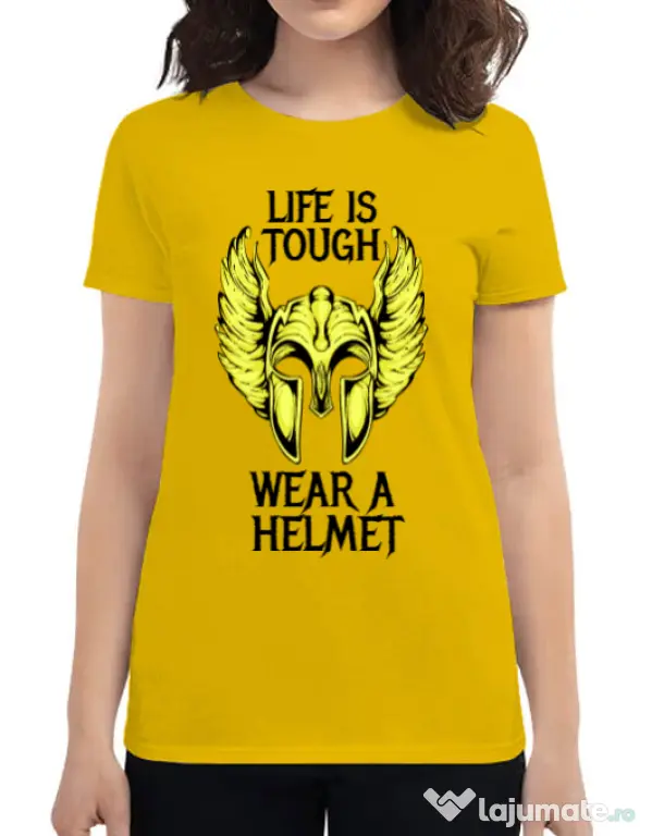 Tricou ADLER dama Life is tough Galben
