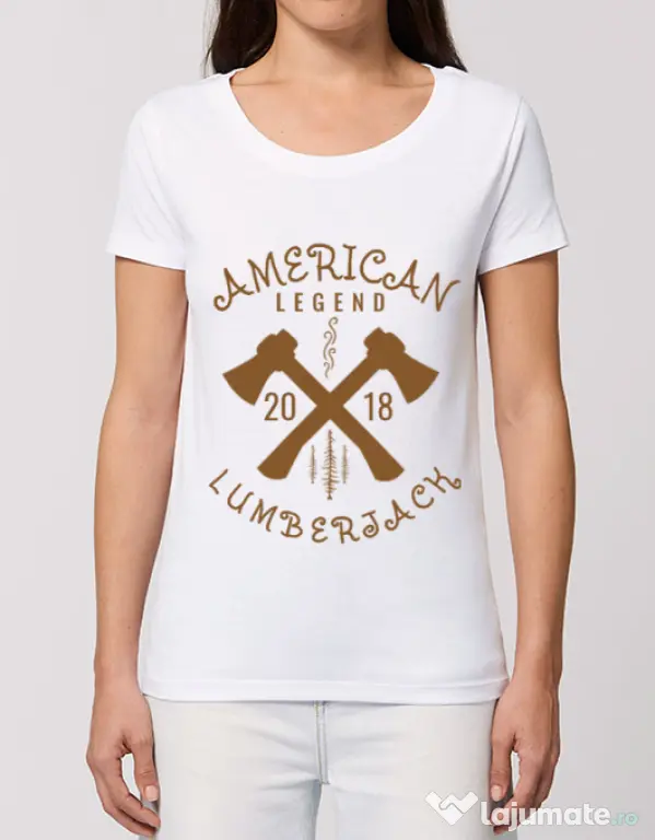 Tricou STANLEY STELLA dama American lumberjack Alb