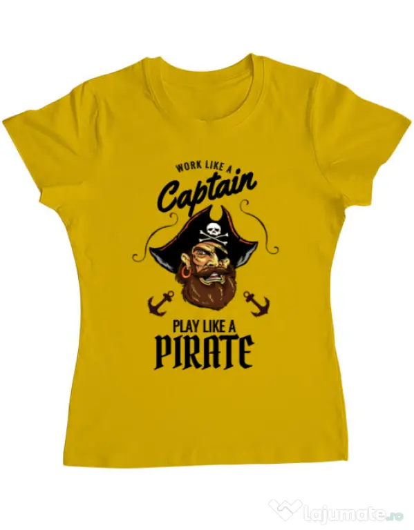 Tricou ADLER dama Play like a pirate Galben