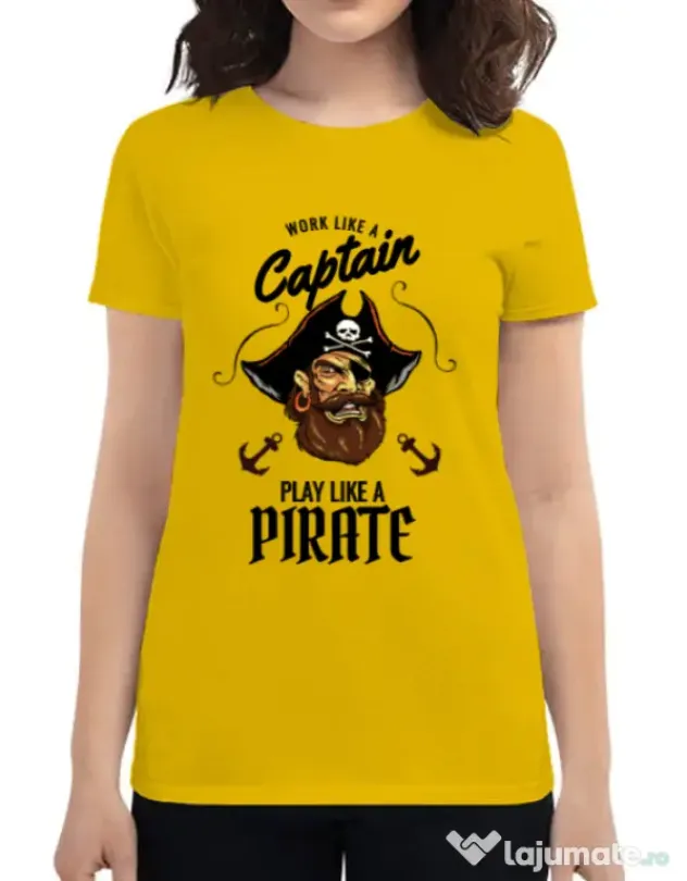 Tricou ADLER dama Play like a pirate Galben