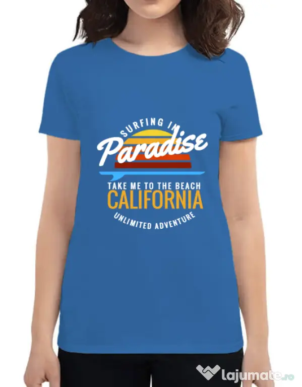 Tricou ADLER dama Surfing in paradise Albastru azuriu