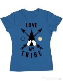 Tricou ADLER dama Love my tribe Albastru azuriu