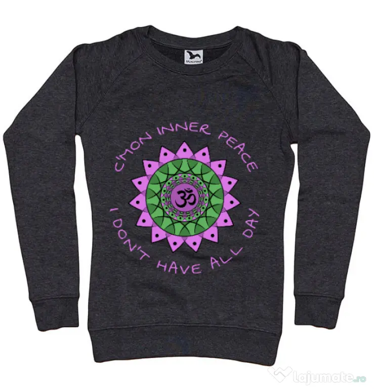 Bluza ADLER dama C’mon inner peace Negru melanj