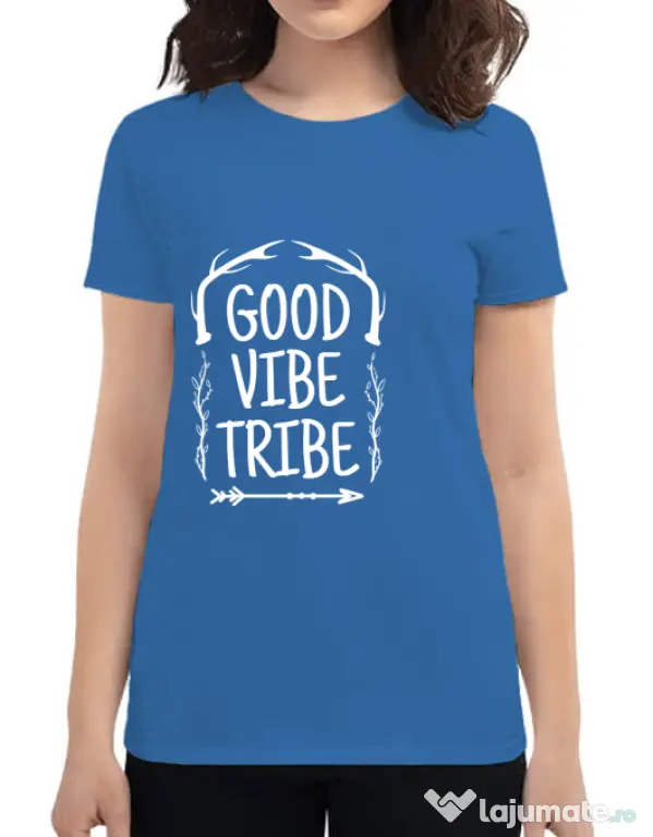 Tricou ADLER dama Good vibe tribe Albastru azuriu