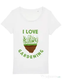 Tricou STANLEY STELLA dama I love gardening Alb