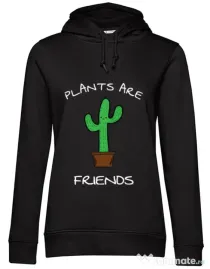Hoodie dama cu gluga Plants are friends Negru