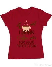 Tricou ADLER dama Coffee for protection Rosu