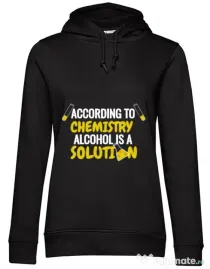 Hoodie dama cu gluga Alcohol is a solution Negru