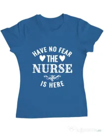 Tricou ADLER dama The nurse is here Albastru azuriu