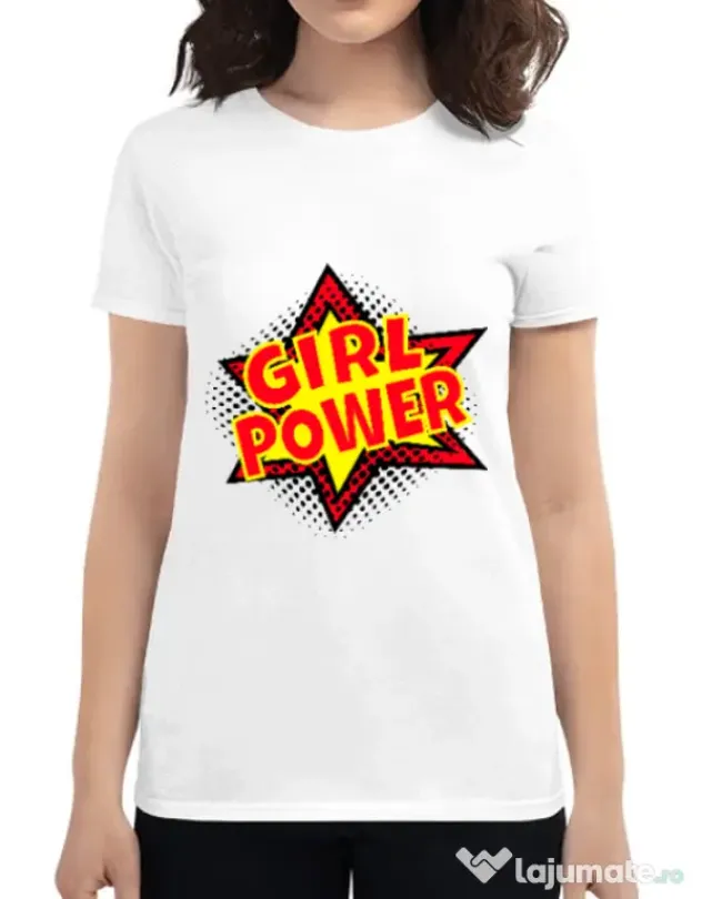 Tricou ADLER dama Girl power Alb