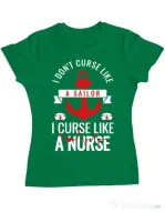 Tricou ADLER dama Curse like a nurse Verde mediu