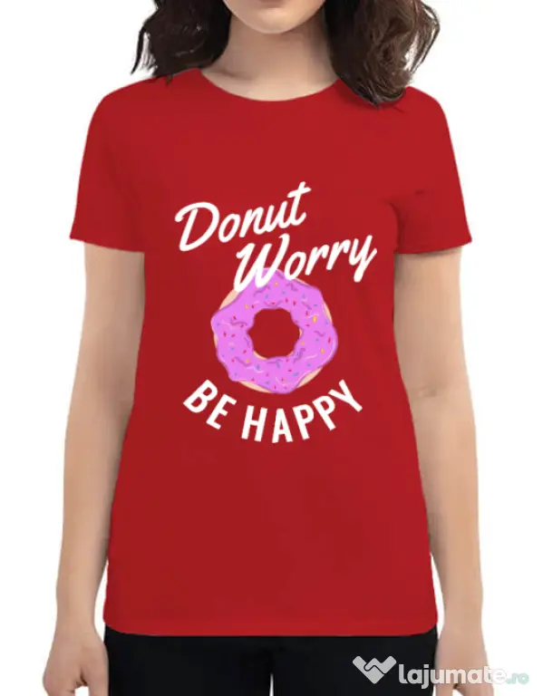 Tricou ADLER dama Be happy Rosu