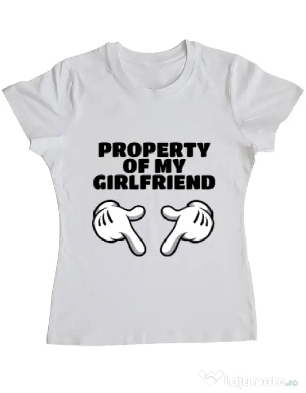 Tricou ADLER dama Property of my girlfriend Alb