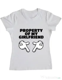 Tricou ADLER dama Property of my girlfriend Alb