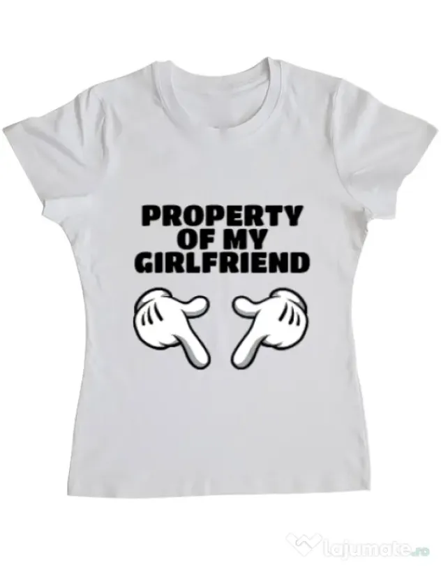 Tricou ADLER dama Property of my girlfriend Alb