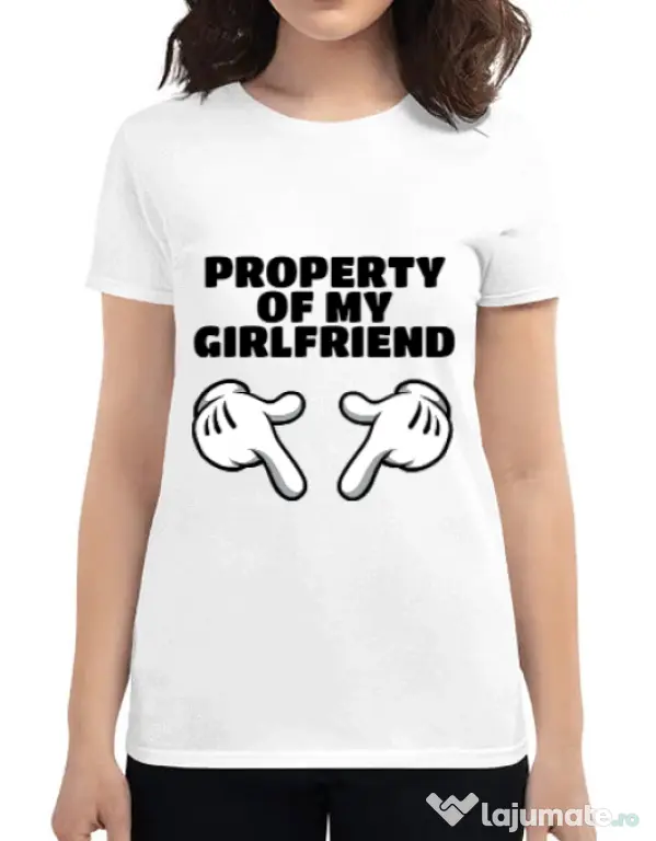 Tricou ADLER dama Property of my girlfriend Alb
