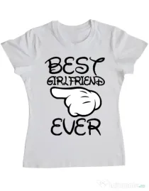 Tricou ADLER dama Best girlfriend ever Alb