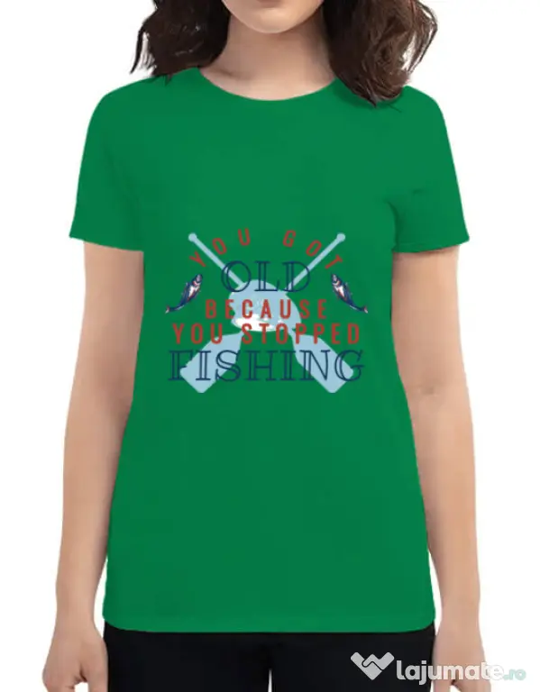 Tricou ADLER dama You stopped fishing Verde mediu