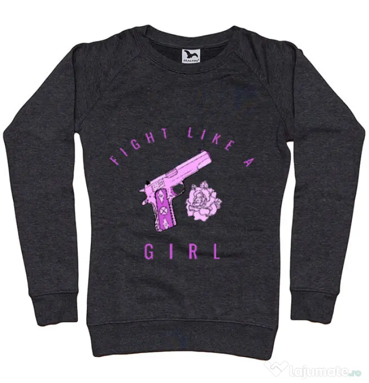 Bluza ADLER dama Fight like a girl Negru melanj