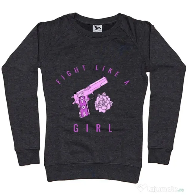 Bluza ADLER dama Fight like a girl Negru melanj