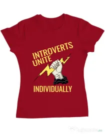 Tricou ADLER dama Introverts unite Rosu