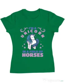 Tricou ADLER dama Just a unicorn Verde mediu
