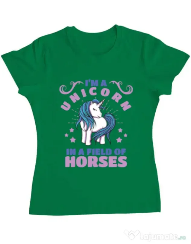 Tricou ADLER dama Just a unicorn Verde mediu