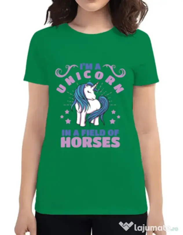 Tricou ADLER dama Just a unicorn Verde mediu