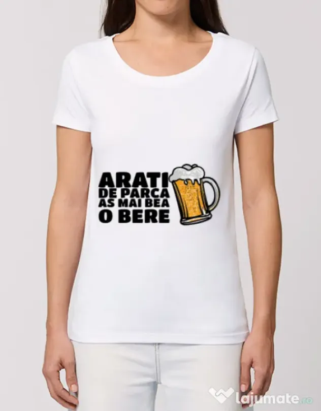 Tricou STANLEY STELLA dama As mai bea o bere Alb