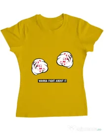 Tricou ADLER dama Wanna fight about it Galben