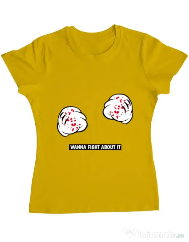 Tricou ADLER dama Wanna fight about it Galben