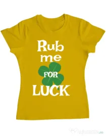 Tricou ADLER dama Rub me for luck Galben