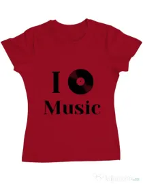 Tricou ADLER dama I love music Rosu