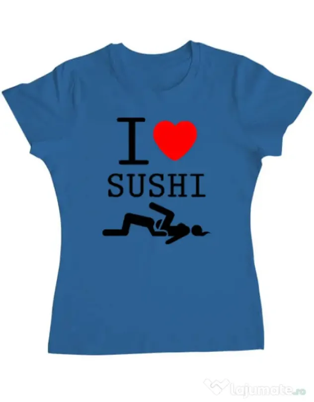 Tricou ADLER dama I love sushi Albastru azuriu
