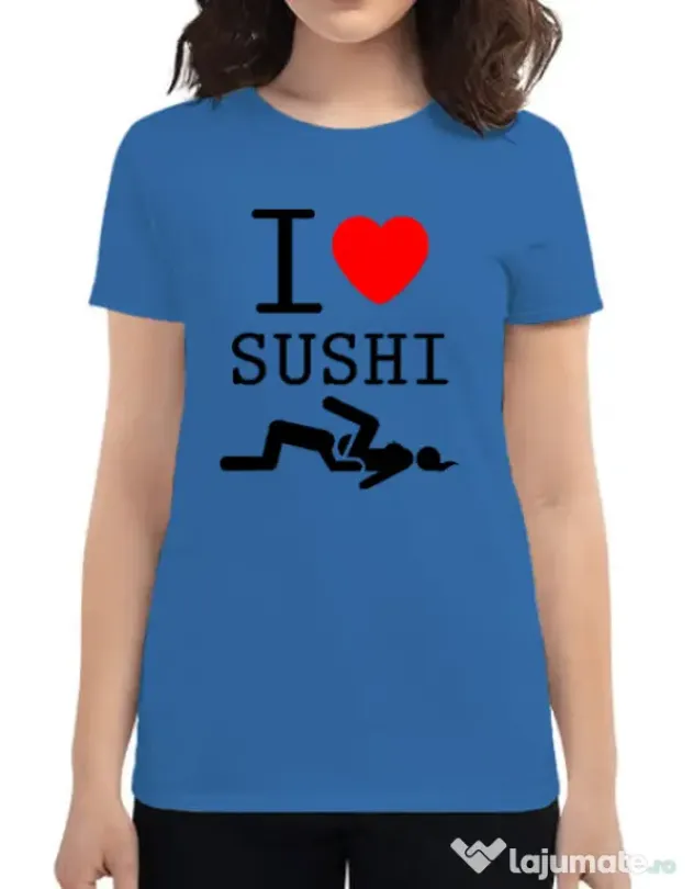 Tricou ADLER dama I love sushi Albastru azuriu