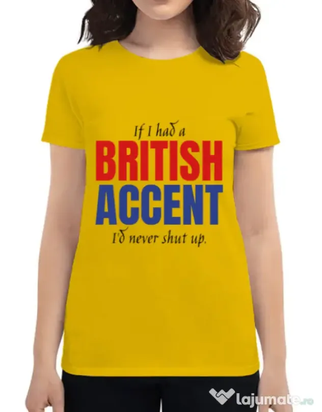 Tricou ADLER dama British accent Galben