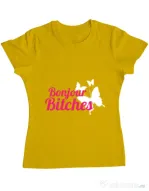 Tricou ADLER dama Bonjour bitches Galben