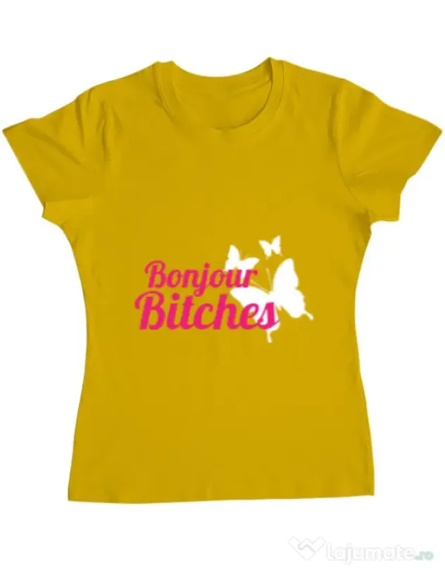 Tricou ADLER dama Bonjour bitches Galben
