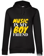 Hoodie dama cu gluga Music is my boyfriend Negru