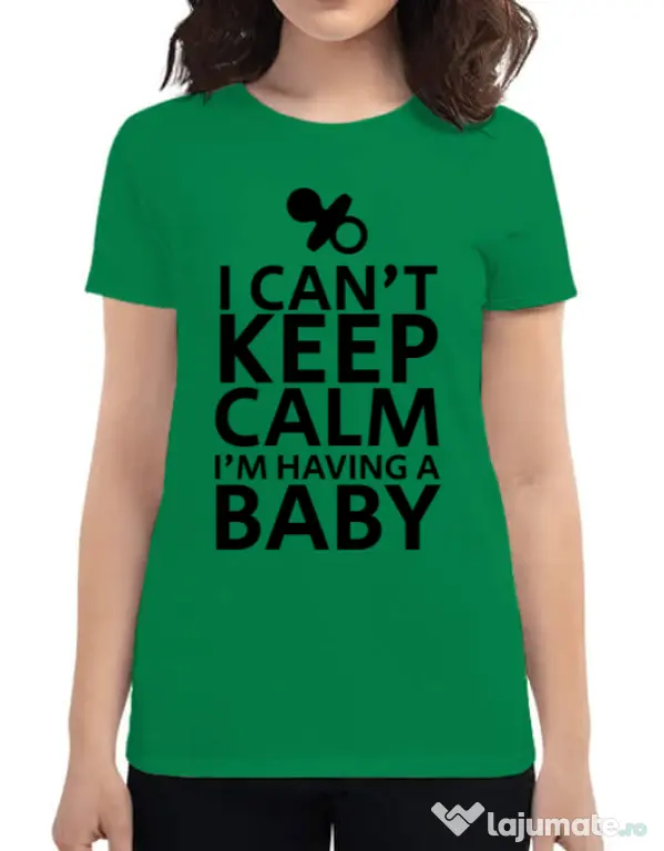 Tricou ADLER dama I am having a baby Verde mediu