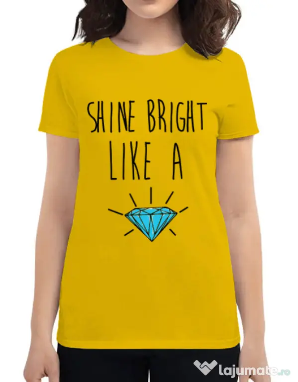 Tricou ADLER dama Shine bright like a diamond Galben